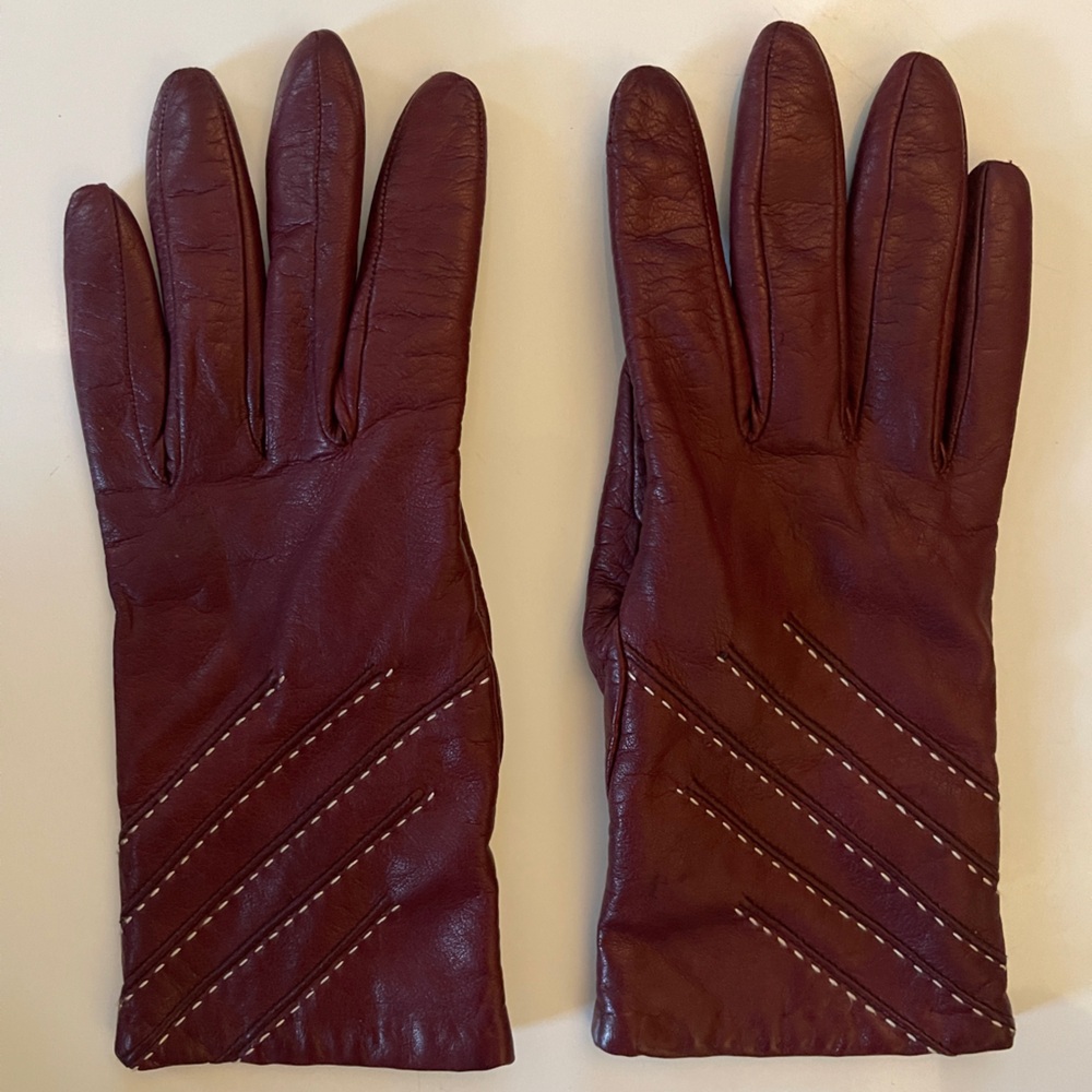 Portolano Burgundy Leather/Lambswool Gloves